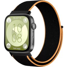 Eco Port Huawei Fit 4 Hasırlı Cırtcırtlı Kordon (Saat Değildir) - Siyah-Turuncu