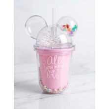ZYC Panda Kulaklı Boncuklu ve Pipetli Suluk 350ML