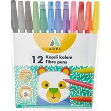Adel 12 Renk Keçeli Kalem Seti Dayanıklı ve Parlak Renkler ile Kullanıma Uygun