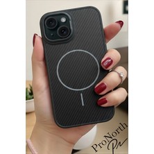 IPhone 15 Uyumlu Kılıf Magsafe Şarj Özellikli Karbon Fiber Premium Kapak