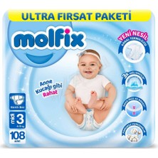 3 Adet Molfix Ultra Fırsat Midi  Bebek Bezi 108LI