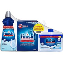 4 Adet Finish Temizlik ve Bakım Seti (Parlatıcı 400 ml +.makina Temizleyici 250 ml +Tuz 550 Gr)