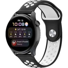 Eco Port Watch 20MM Spor Delikli Kordon (Saat Değildir) - Siyah-Beyaz