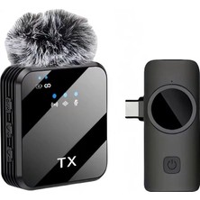 Pearl Shop Kablosuz Yaka Mikrofonu Tekli Mikrofon iPhone 15 16 17 ile Uyumlu Type-C Portlu Telefon Pc Tablet Video Kayıt Röportaj Canlı Yayın Vlog Kablosuz Mikrofon 1026