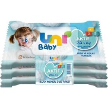 3 Adet Uni Baby Islak Cep Mendili 3 x 15 Li