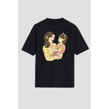 Asmedo Anneler Gününe Özel Tasarım Anne   Baskılı T-Shirt - Siyah