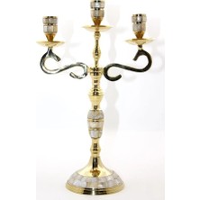 Özssay Pirinç Sedefli 3'lü Şamdan Model 3