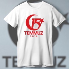 Asmedo 15 Temmuza Özel Tasarım 2016 Baskılı T-Shirt - Beyaz