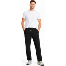 Asmedo Erkek Düz Paça Beli Lastikli Eşofman Altı Pantolon - Siyah