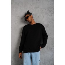 Asmedo Düz Bisiklet Yaka Sweat - Siyah