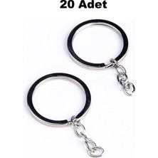 Orhan Çanta 20 Adet Zincirli Ezme Anahtarlık Halkası Gümüş Renk
