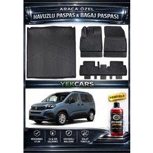 Yek Cars Peugeot Rifter 2023 Model 3D Kokusuz Havuzlu Paspas Takımı  ve 3D Demirli Bagaj Havuzu
