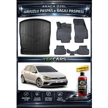 Yek Cars Volkswagen Golf 7 ve 7.5 2016 Model 3D Kokusuz Havuzlu Paspas Takımı  ve 3D Üst Bagaj Havuzu