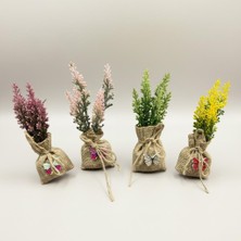 Vitrin Accessories Dekoratif Çiçekli Jüt Kese Magnet Mutfak, Buzdolabı, Ofis ve Hediye Için Dekoratif Ürün 4 Adet