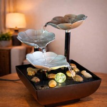 Özssay Gümüş Çiçek Tasarımlı LED Işıklı Su Şelalesi