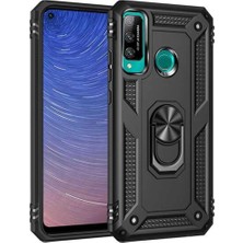 Eco Port Huawei P40 Lite E Kılıf Sofya Yüzüklü Silikon Kapak - Siyah