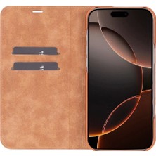 Eco Lounge Apple iPhone 16 Pro Max Uyumlu, Hakiki Deri, El Yapımı, Cüzdanlı Kılıf, Gölgeli Taba