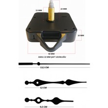 Quartz Saat Mekanizması Seti 22 mm Akrep, Yelkovan ve Saniye ile