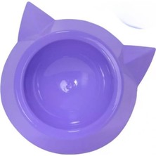 My Best Store Plastik Tekli Kedi Mama ve Su Kabı - Mor