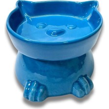Terrien Seramik Kedi Mama ve Su Kabı Mavi