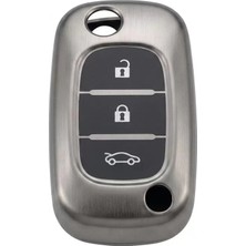 Renault Fluence Uyumlu Silikon Oto Anahtar Kumanda Kabı Kılıf Gri Veralya Tech