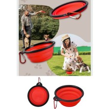 Easera Ticaret Katlanabilir Silikon Mama ve Su Kabı - Kırmızı