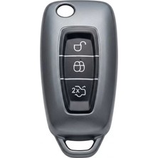 Ford Focus/cmax/fiesta/mondeo/transit Uyumlu Silikon Oto Anahtar Kumanda Kabı Kılıf Gri Veralya T