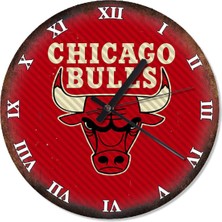 50 cm Chicago Bulls Şekilli Duvar Saati, Şık ve Modern Dekorasyon Parçası