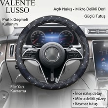 Valente Lusso Geçmeli Direksiyon Kılıfı Diamond Nakış Serisi Özel Dikim - Süet & Kapitone Deri (5 Renk Dikiş Seçeneği)