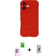 Nuveden Ieg™ iPhone 16 Plus Kılıf Atlas Koleksiyonu - Siyah Bilvis 3D Cam Ekran Koruyucu + Pembe Raze Me