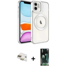 Nuveden Ieg™ iPhone 11 Kılıf Nova Işık Özel Seri - Siyah 360 Mat Full Body Arka Koruyucu + Gold Pers