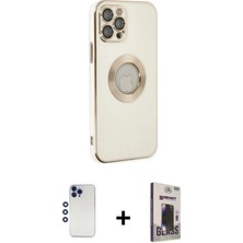 Nuveden Ieg™ iPhone 12 Pro Max Kılıf Iz Form Serisi - Siyah Bilvis Hayalet Cam Ekran Koruyucu + Laciver