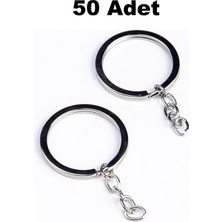 Orhan Çanta 50 Adet Zincirli Ezme Anahtarlık Halkası Gümüş Renk