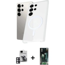 Nuveden Ieg™ Galaxy S24 Ultra Kılıf Kutup Minimal - Siyah 360 Mat Full Body Arka Koruyucu + Pembe Pvd Me