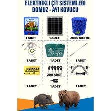 Atlas Ürünleri 2000mt 25-100 Dönüm Domuz Kovucu Elektrikli Çit Sistemi Kapı Yaylı 24A Akü ve 25W Güneş Panelli