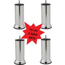 Tify Mobilya Kanepe Baza Koltuk Çekyat Yükseltme Ayağı Kalın Diş M10 Krom Metal 15 Cm 4 Adet