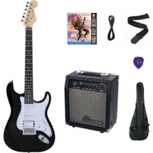 Strauss ESH-211 Bk Elektro Gitar Hss - Siyah Set(Anfi-Softcase-Askı-Tel-Kablo-Pena)