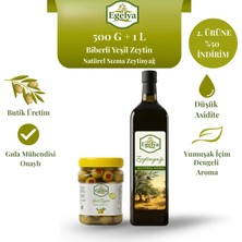 Egelya Biberli Yeşil Zeytin 500 G + 1 L Zeytinyağı Kampanya Paketi | 2. Ürüne %50 İndirimli, Butik üretim