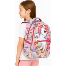 Pembe Unicorn Desenli Kız Ilkokul Sırt Çantası + Beslenme Çantası (2307)