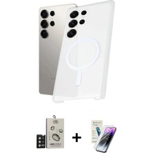 Nuveden Ieg™ Galaxy S25 Ultra Kılıf Kutup Minimal - Şeffaf Pasifik Cam Ekran Koruyucu + Siyah Bilvis Ti