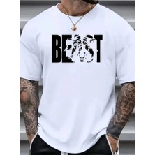 Secret Sita Baskılı Oversize Bisiklet Yaka Tshirt  Beyaz