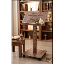 İskender Wood Ahşap Iskender Wood Ahşap Kuran Okuma Rahlesi Ayaklı Ahşap Yükseklik ve Okuma Açısı Ayarlanabilir Asansörlü Cami Boy