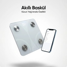 Glorifar Dijital Baskül Fitscale Bluetooth Beyaz Vücut Analiz Tartısı