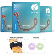 Coated Seri Elektro Gitar Teli Ceg 10-52 Lthb 3psfb 3'lü Set+Fretwrap+Askı Kilidi