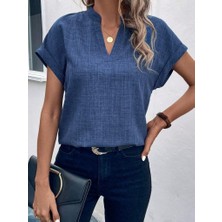 Bi Baksana Kadın Kısa Kollu Hakim Yaka Sofya Bluz