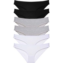 Modanı Seç 6 Adet Süper Eko Set Likralı Kadın Slip Külot Siyah Gri Beyaz