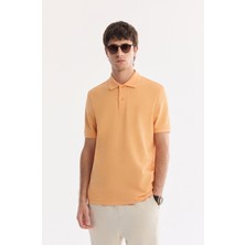 AVVA Erkek Açık Turuncu Kıvrılmaz Polo Yaka %100 Pamuk Basic Regular Fit T-Shirt B001032