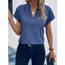 Meğdaix Kadın Kısa Kollu Hakim Yaka Sofya Bluz