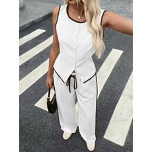 Deridün Yıldız Shoes Kadın Kolsuz Önü Düğmeli Yelek ve Pantolon Ikili Takım