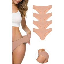 Modanı Seç 4 Adet Kadın Dikişsiz Lazer Kesim Esnek Iz Yapmayan Külot Ten